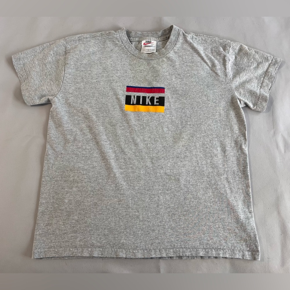 Vintage Nike T Shirt Youth Size Large Gray Made USA